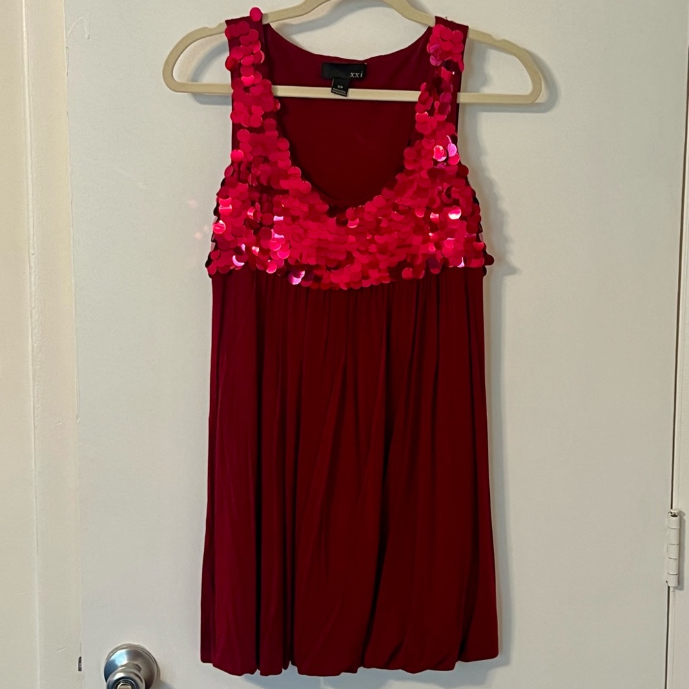 Red Sequin Sleeveless Bubble Dress